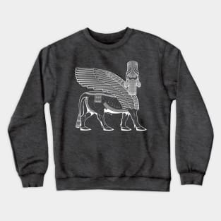 Lamassu Winged Bull Front White Crewneck Sweatshirt